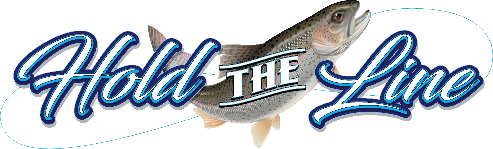 Hold The Line boat name design with rainbow trout illustration